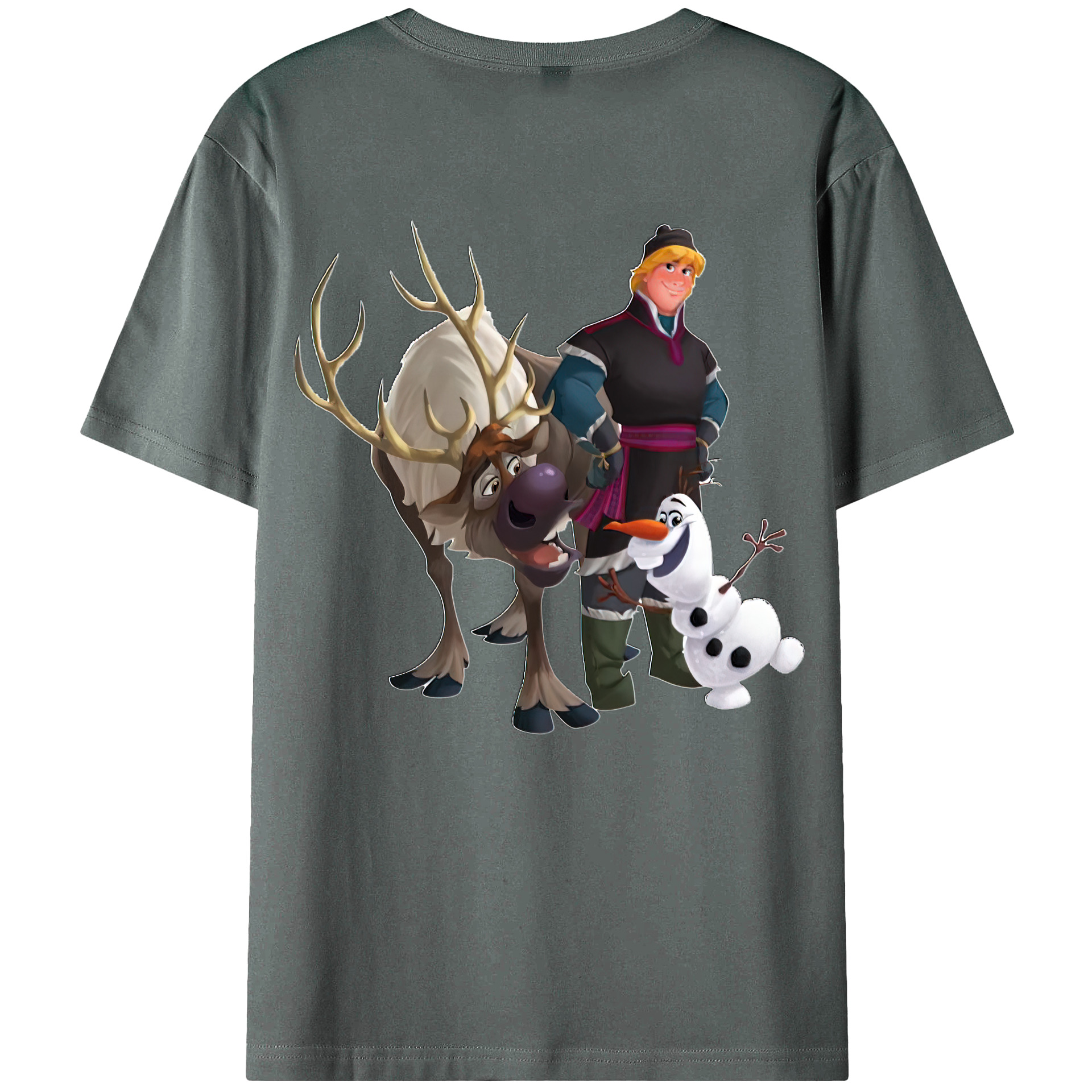 （画像用） アナと雪の女王 アンナ エルサ Frozen Anna Elsa 綿100％ メンズ半袖Tシャツ（バックプリント） 通気性